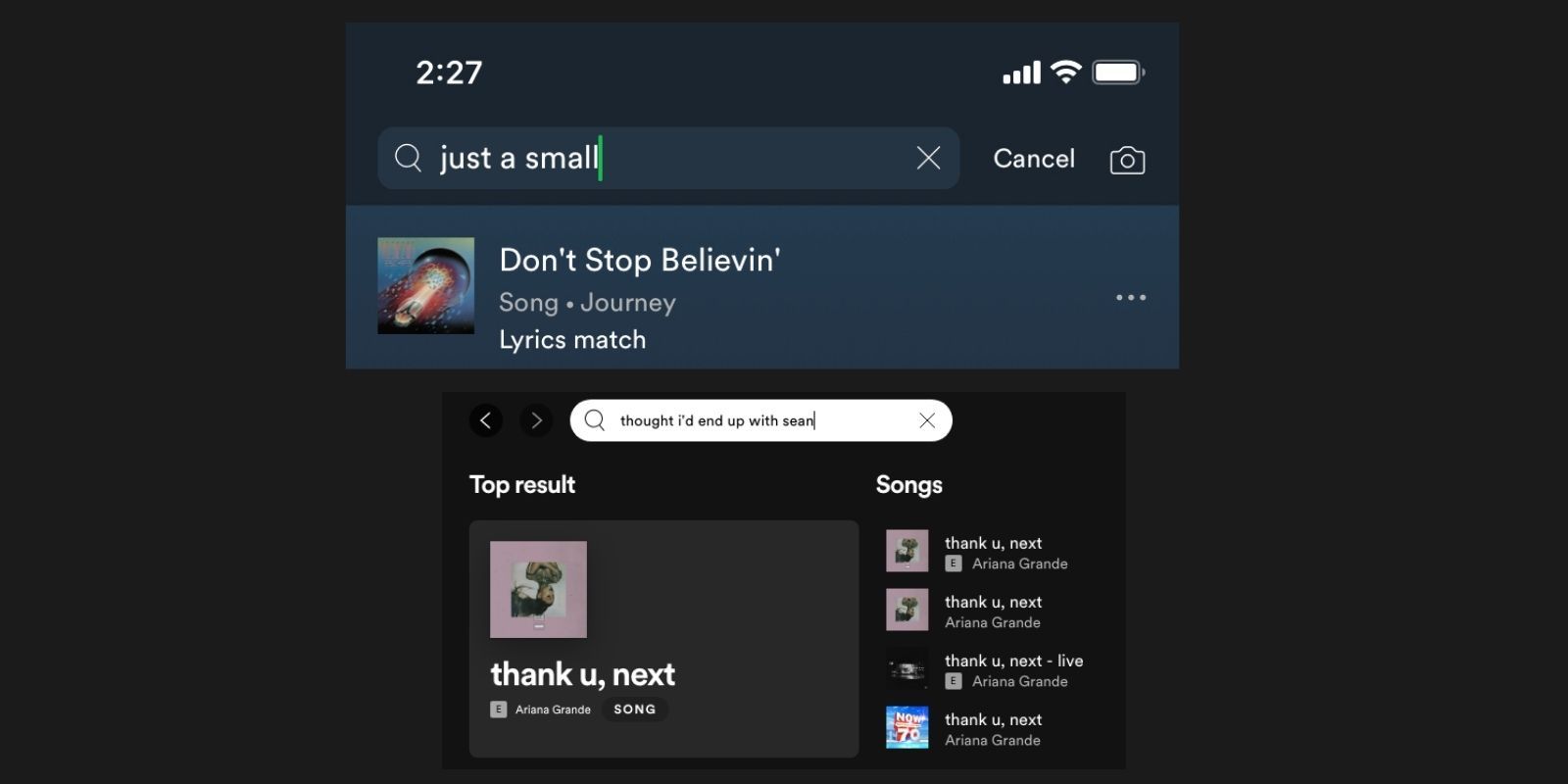spotify cant search