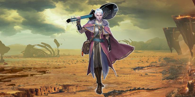 A bard against a deserted background in Dungeons & Dragons.