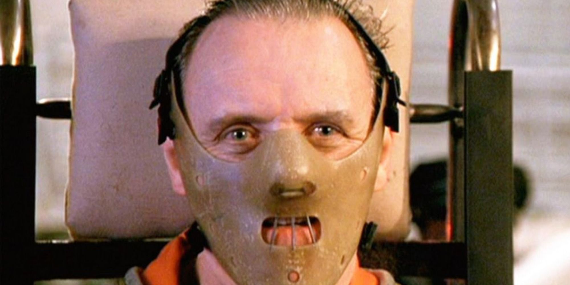 Hannibal Lecter in his muzzle mask in The Silence of the Lambs