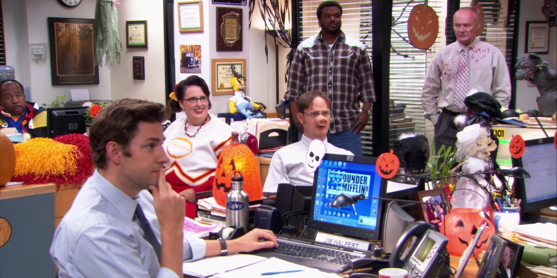 The Office in their Halloween costumes in 