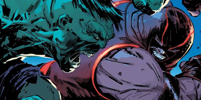Close up of Juggernaut and the Hulk during a fight in Marvel Comics