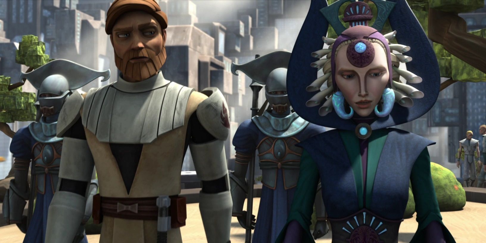 Obi Wan and Satine in Star Wars The Clone Wars