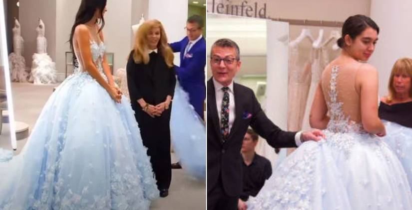 say yes to the dress blue dress EVERYONE has been asking about this gown for years!!! I have one in a size 8 with a matching veil! BRAND NEW! NEVER WORN! Be the one to bid the highest and wear this magical Cinderella gown on YOUR
