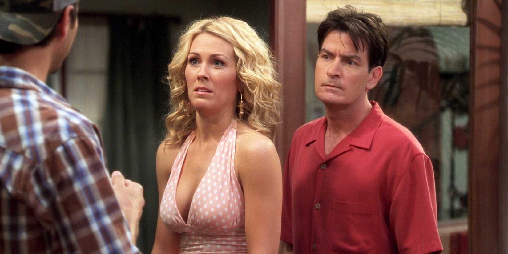 Charlie on the deck with a woman in Two and a Half Men