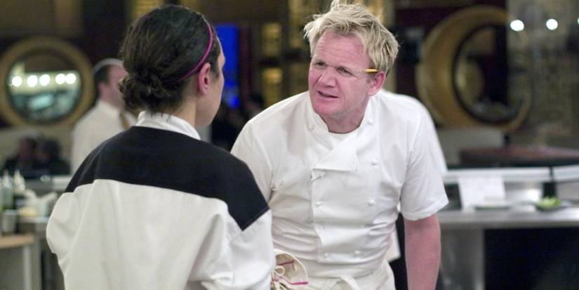 Gordon Ramsey yelling at a chef on Hell's Kitchen