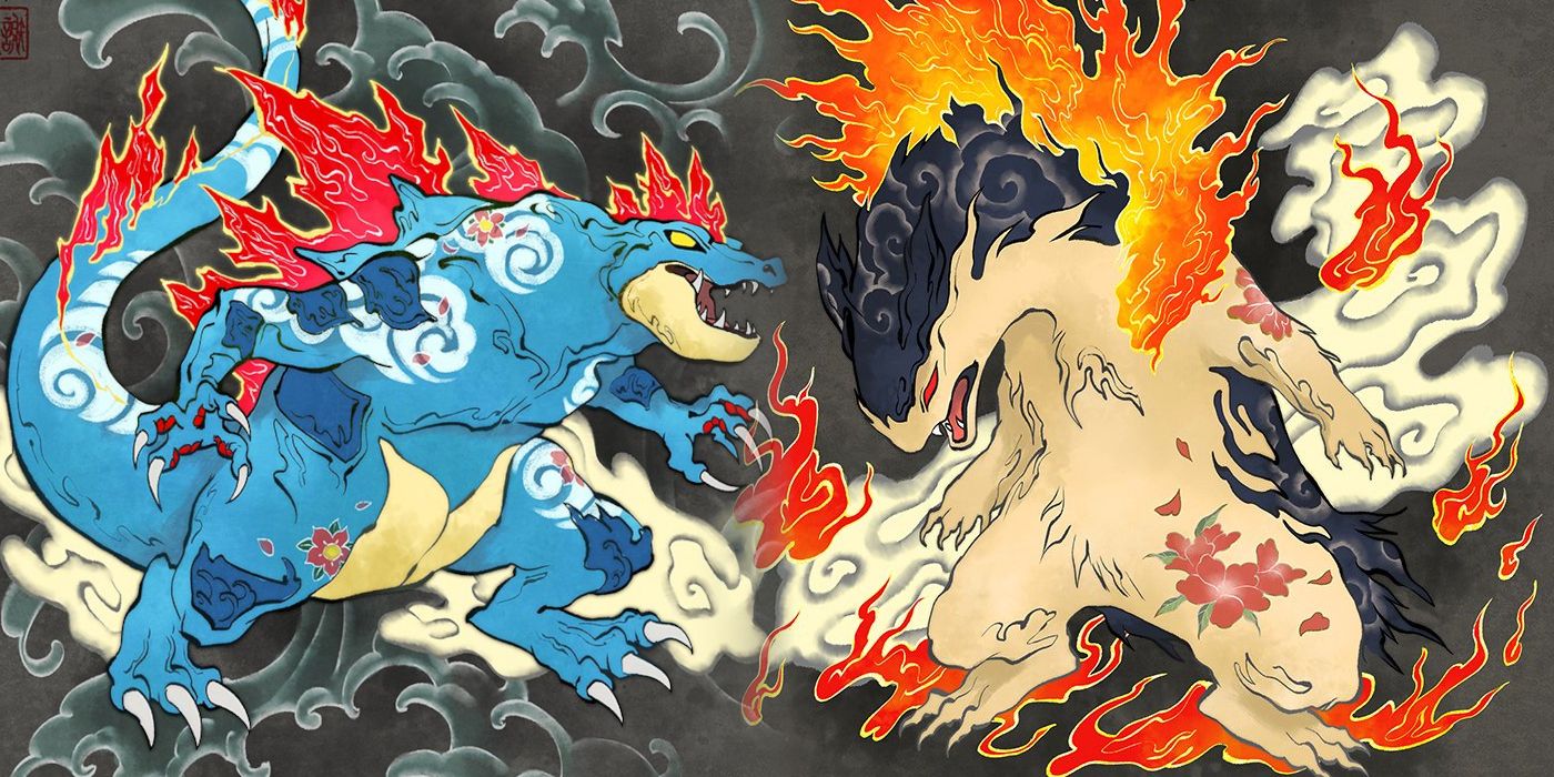 Pokmon Gold & Silver Starters Reimagined In Traditional Japanese Art