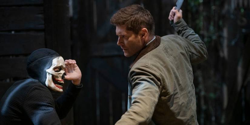 Dean Winchester (Jensen Ackles) attacking a vampire in the Supernatural series finale.