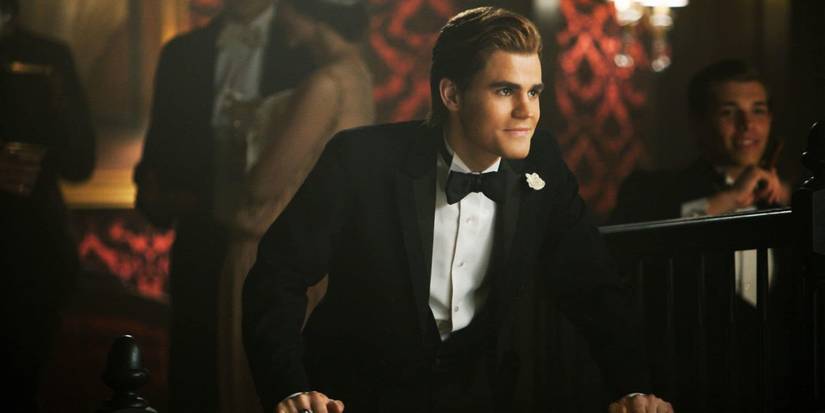 Stefan Salvatore in a tux smiling in TVD