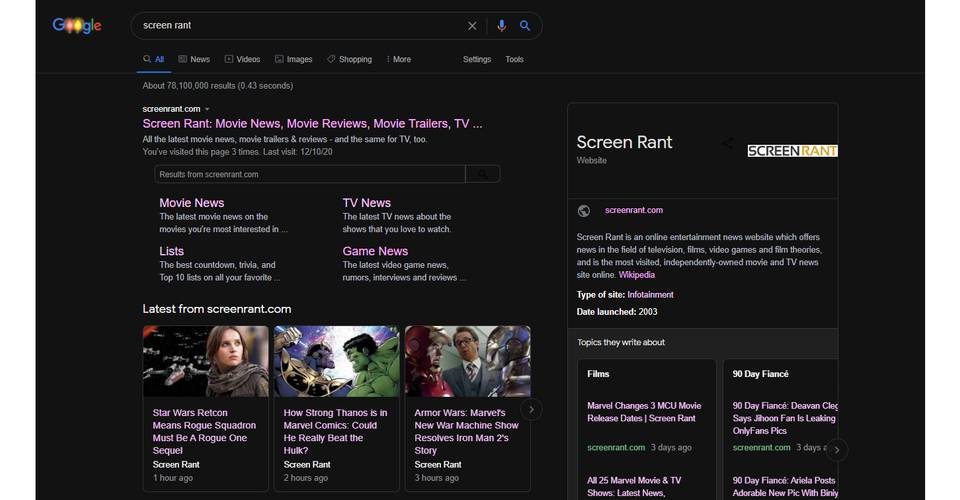 google search dark mode being tested