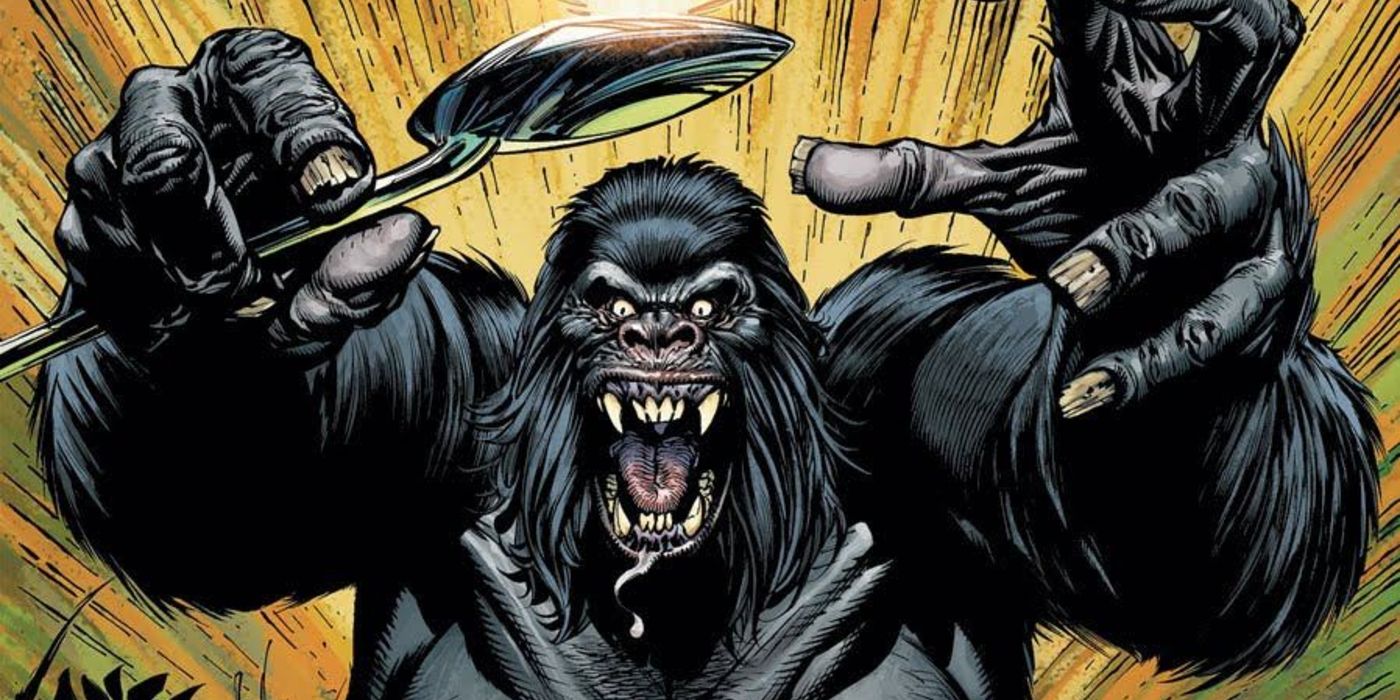 Gorilla Grodd reaching out to the reader, as seen in DC Comics