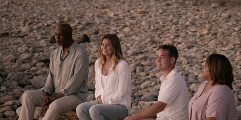 Richard, Meredith, George, Bailey at the beach