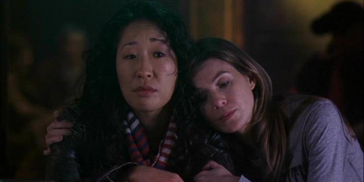 Meredith (Ellen Pompeo) and Christina (Sandra Oh) in Grey's Anatomy.'s Anatomy."