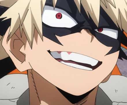 MHA Бакуго улыбается во время арки "Финальный экзамен" My Hero Academia