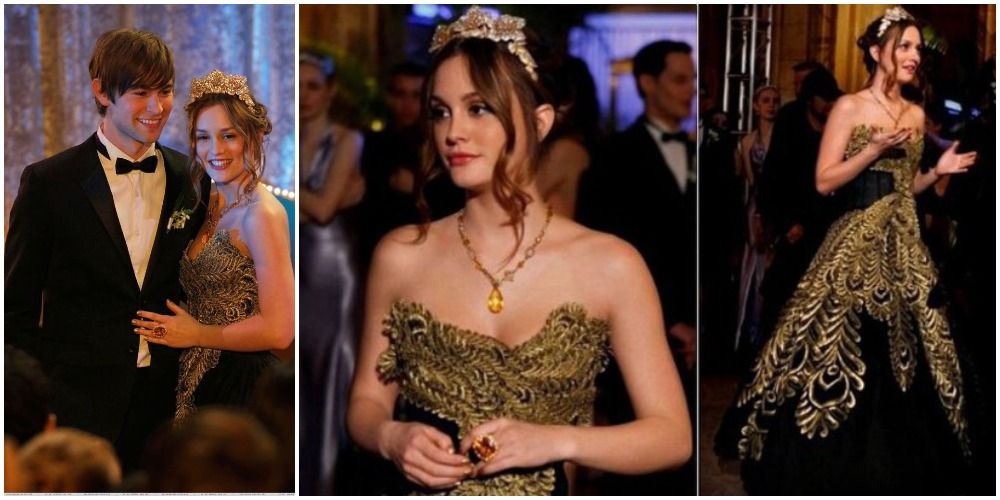 blair waldorf gold dress
