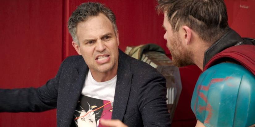 Mark Ruffalo's Bruce Banner talking frantically to Thor in Thor Ragnarok