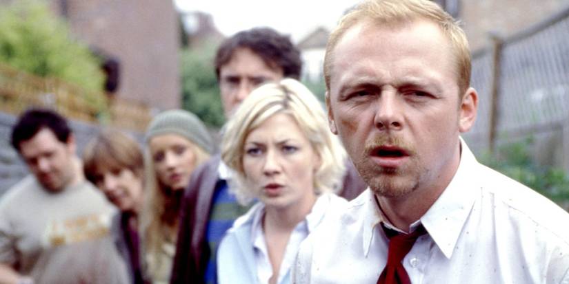 O elenco de Shaun Of The Dead com semblante apreensivo