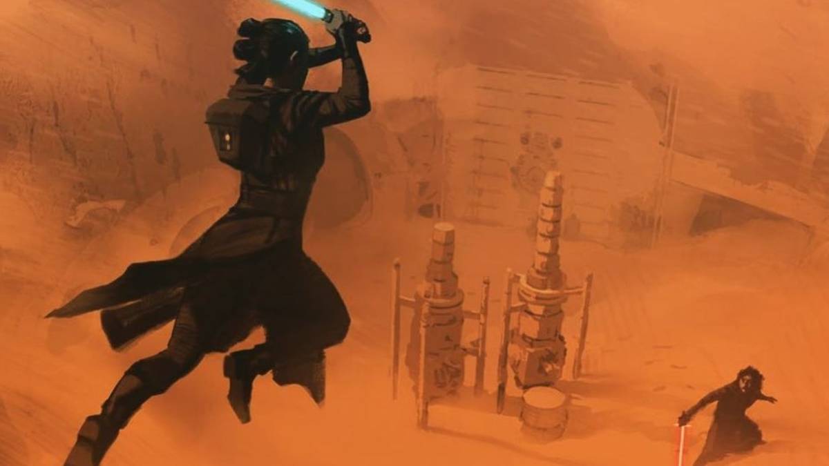 Rey & Kylo Duel on Tatooine in Early Rise of Skywalker Concept Art