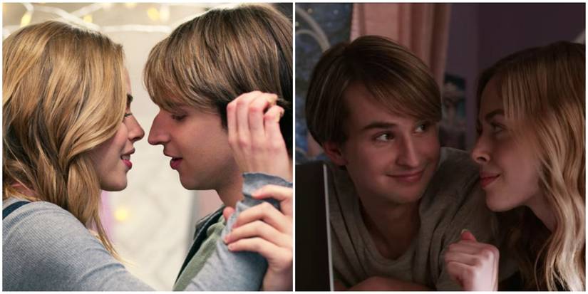 split image of ricky and lizzie almost kissing, and ricky and lizzie talking