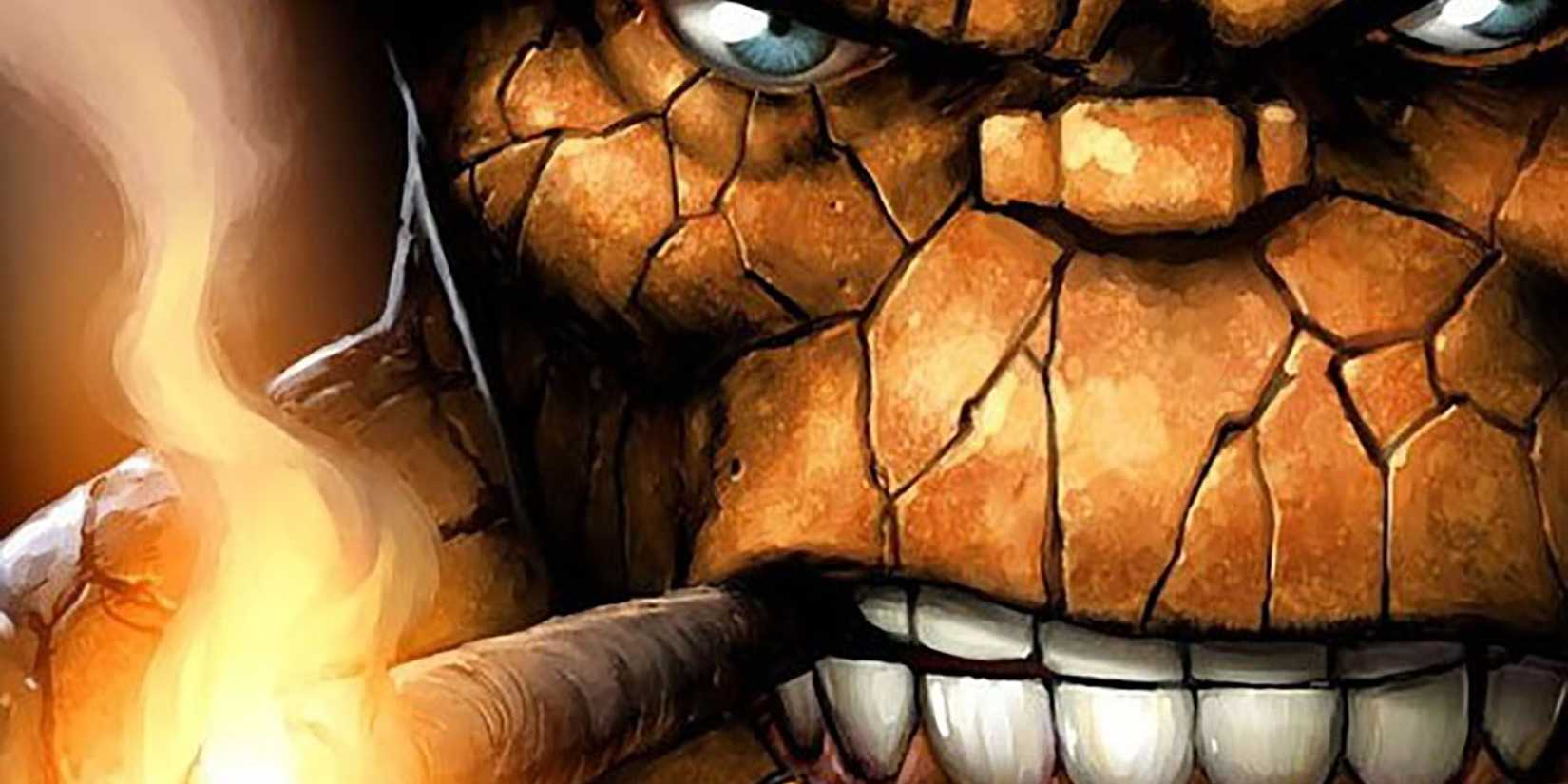 Ben Grimm as The Thing smoking a cigar in marvel comics