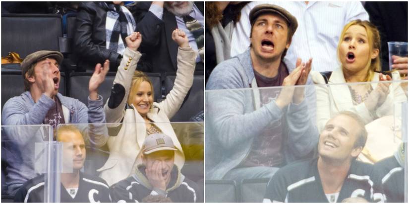 Kristen Bell Dax Shepard - Detroit Red Wings Game