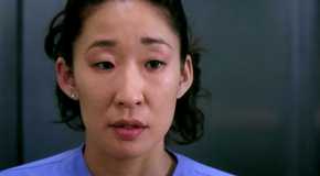 Cristina Yang looking serious on Grey's Anatomy