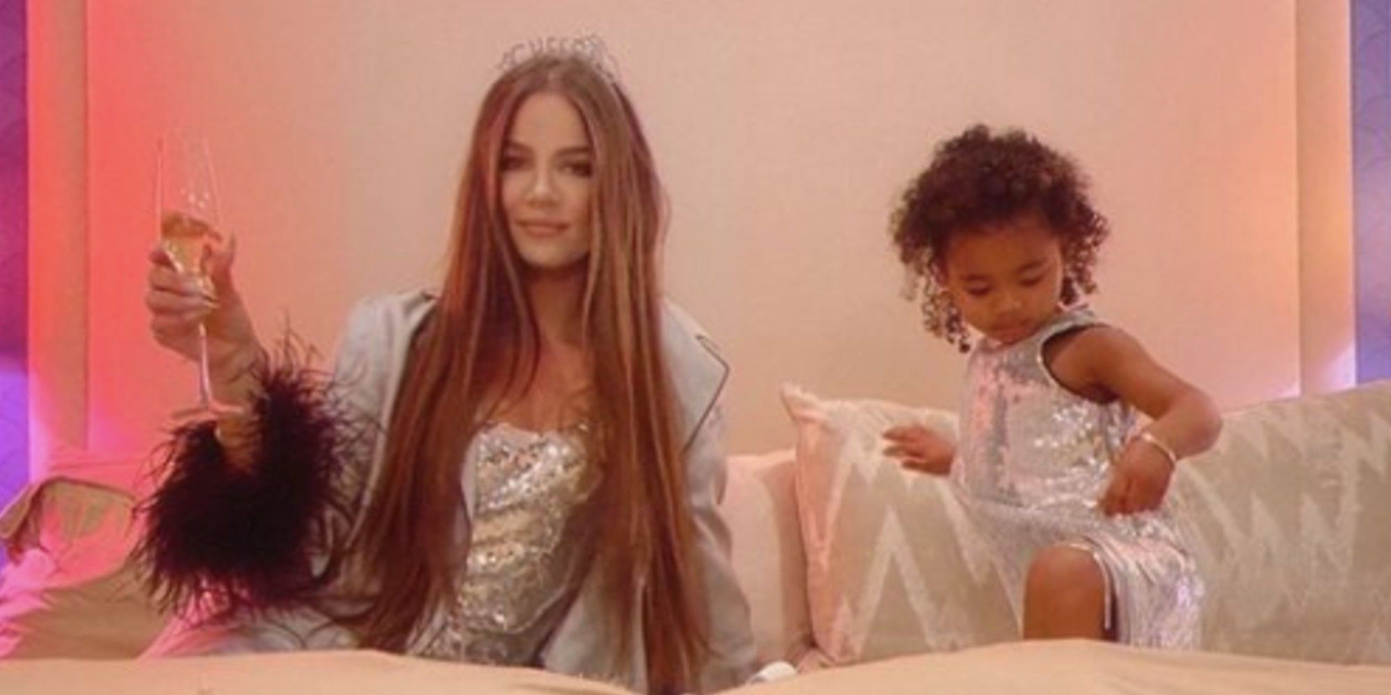 KUWTK: Khloe Kardashian & True Thompson Twinned in Sparkly Dresses On NYE