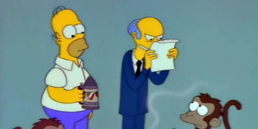 Mr Burns reads from a monkey's typewriter in The Simpsons