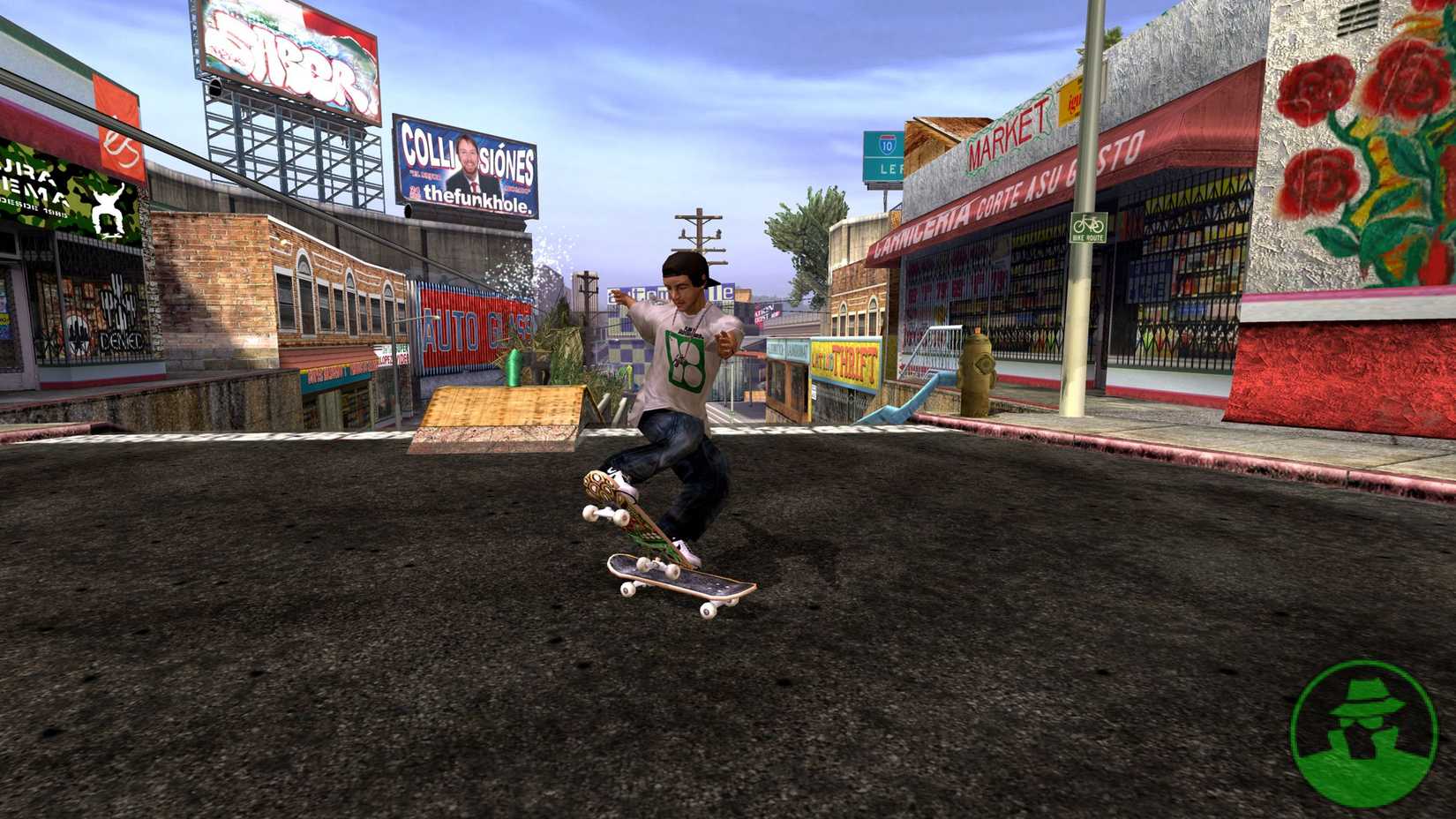 A skater pulls of a trick in Tony's Hawk American Wasteland.
