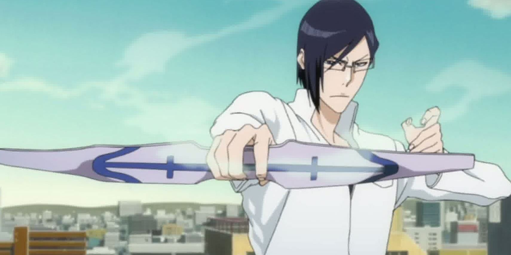 Uryu Ishida wielding a weapon in Bleach