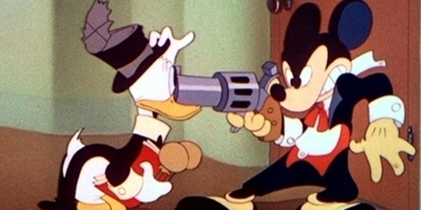 Mickey Pulls a Gun on Donald
