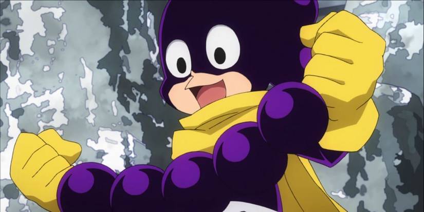Minoru Mineta mỉm cười và nắm chặt tay trong My Hero Academia.