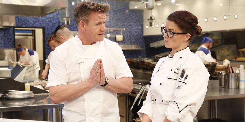 Gordon Ramsay and a contestant in "Hell's Kitchen."