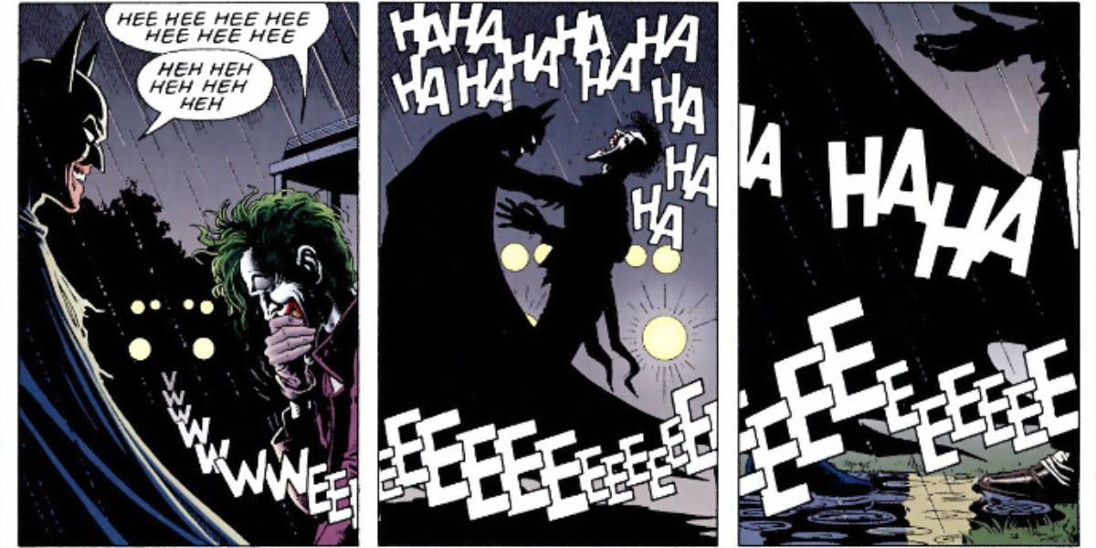 Batman dan Joker tertawa bersama di akhir Batman: The Killing Joke.