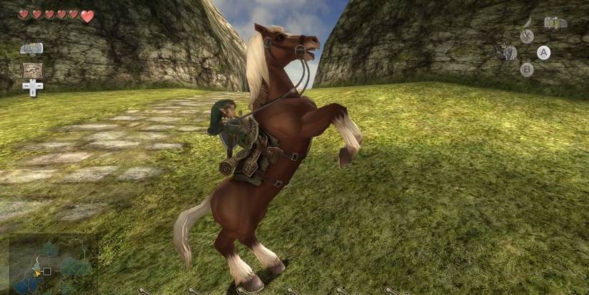 Link montado em sua égua Epona em Twilight Princess