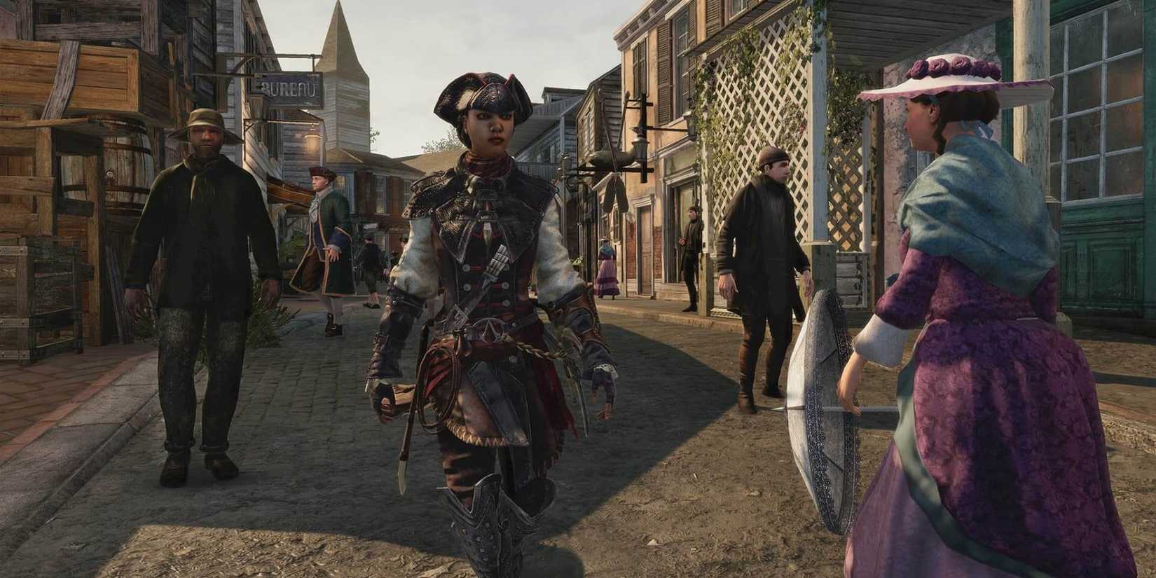 Aveline roaming the streets in Assassin's Creed 3 Liberation.