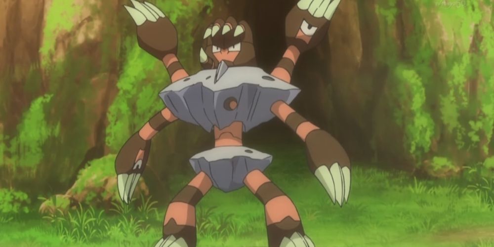 A wild Barbaracle in the Pokémon anime