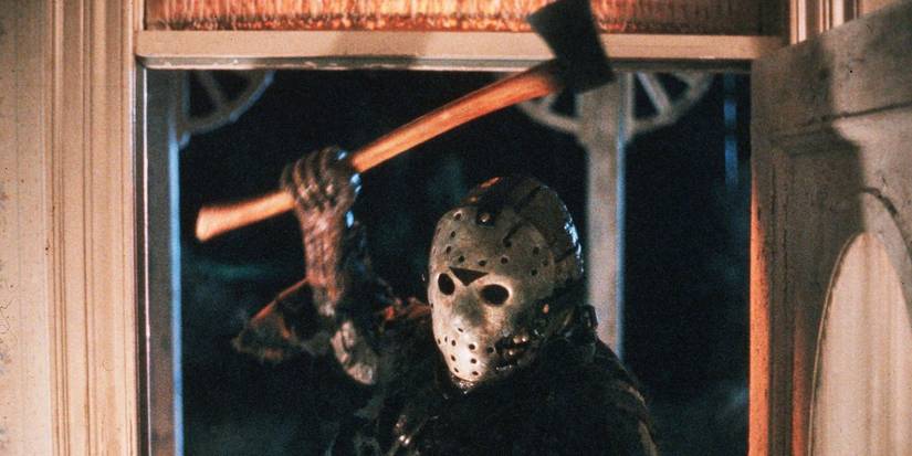 Jason throwing down an axe in Friday the 13th Part VII the New Blood