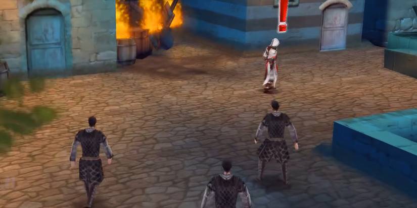 City guards surrounding Altaïr in Assassin’s Creed Altaïr’s Chronicles.