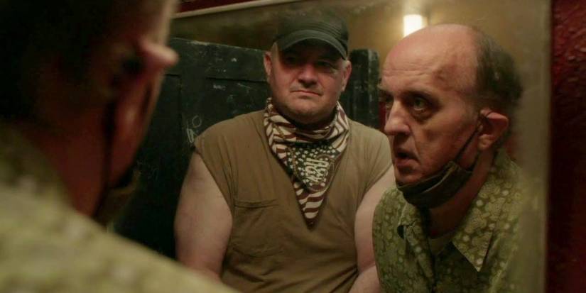 Tommy and Kermit from Shameless In A Dark Bathroom