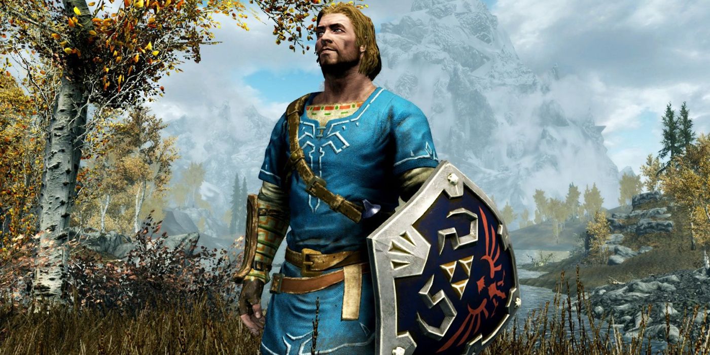 The Champion's Tunic from Breath of the Wild in Skyrim.