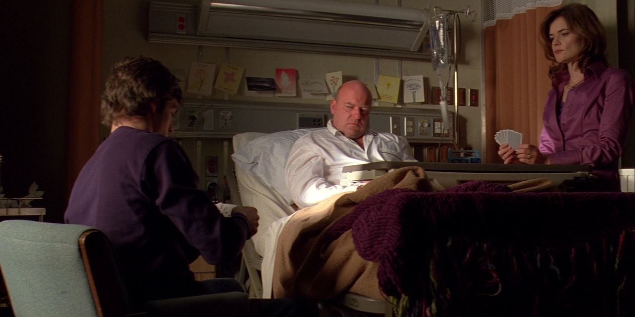 Walter Jr. Hank and Marie playing cards in hospital in Breaking Bad