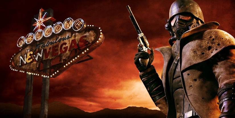 10 Best Games To Buy During Steam Spring Sale 8 The Courier standing by the New Vegas sign in Fallout: New Vegas promo art.
