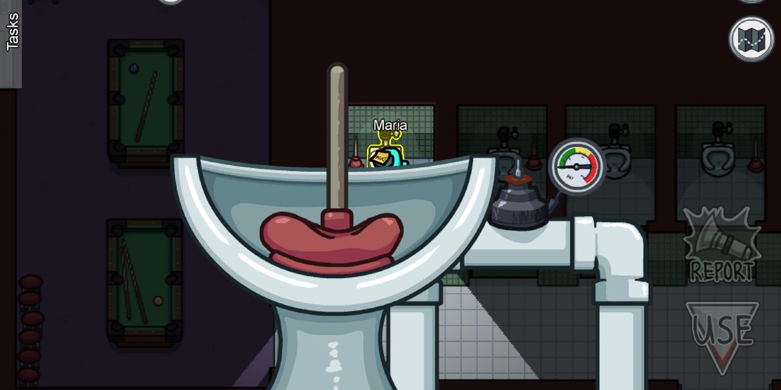 Among Us How to Clean Toilets in the Lounge (Airship Map)