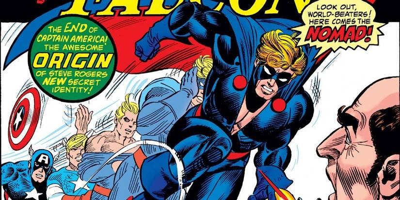 The Nomad appears on a captain America comic book cover.