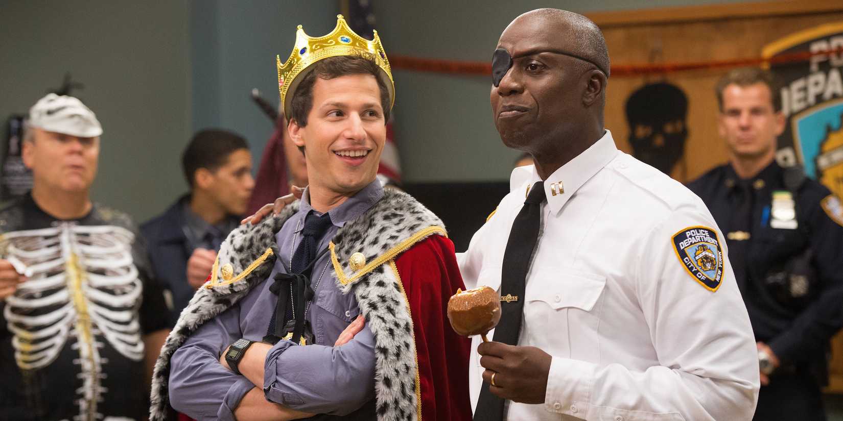Jake and Holt after the Halloween Heist in Brooklyn Nine Nine