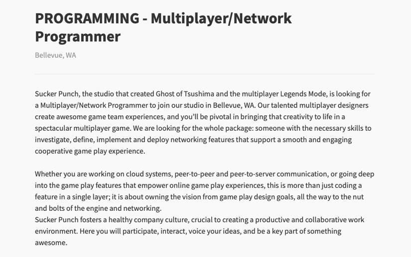 Ghost of Tsushima Dev May Have Multiplayer Game in Development