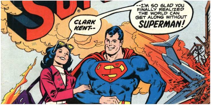 Superman : Hilariously Weird Incidents That Comic Lovers Will Enjoy ! 16 Superman and Lois Lane walking peacefully while a plane crashes in a building.jpg?q=50&fit=crop&w=737&h=368&dpr=1