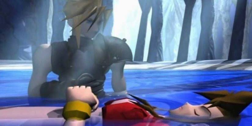 10 Biggest Final Fantasy Plot Twists Of All Time 8 Cloud Strife says goodbye to Aerith after her murder in Final Fantasy VII