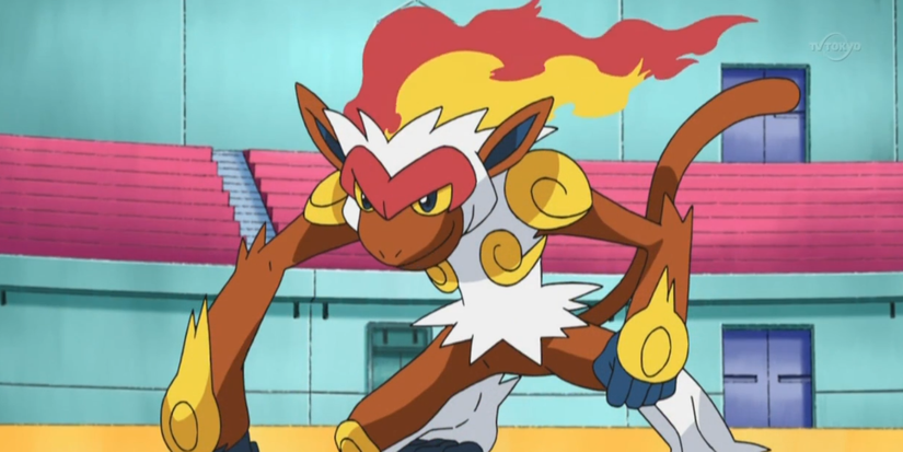 Ash's Infernape in a gym battle in Pokémon the Series: Diamond & Pearl
