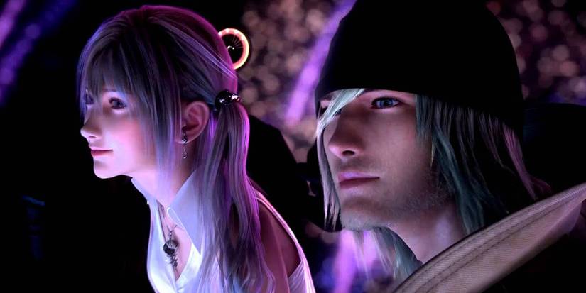 Snow and Serah watching fireworks in Final Fantasy 13